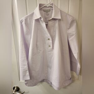 Hinson Wu Button Back Blouse Size 4 Lavender Career Shirt Stretch Cotton Top